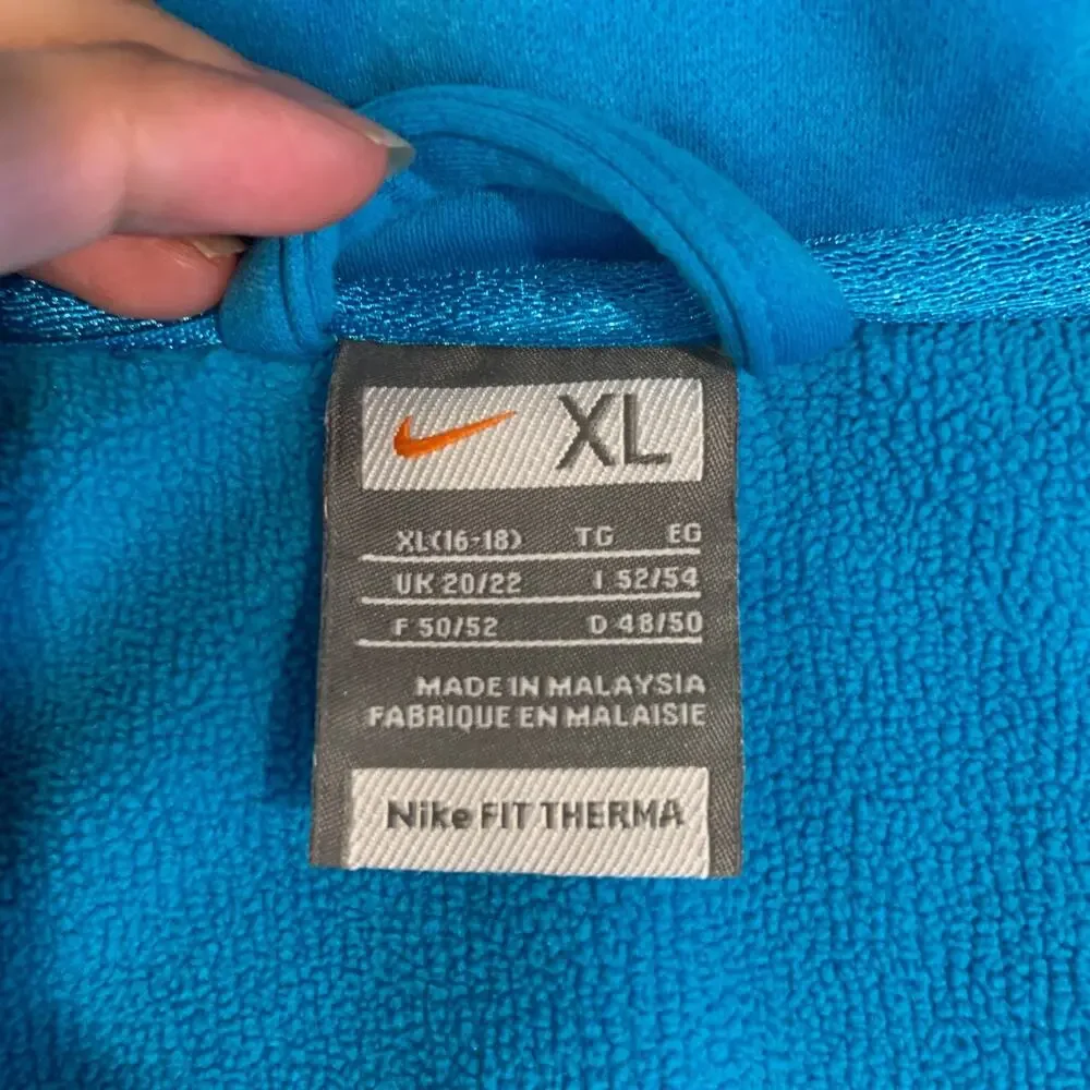 Nike Vest Womens XL Peacock Therma Fit Fleece Lined Full Zip Pocket Hidden Hood